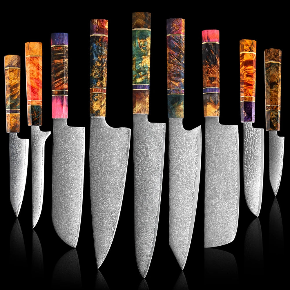 9 pcs Damascus Chef Knife set