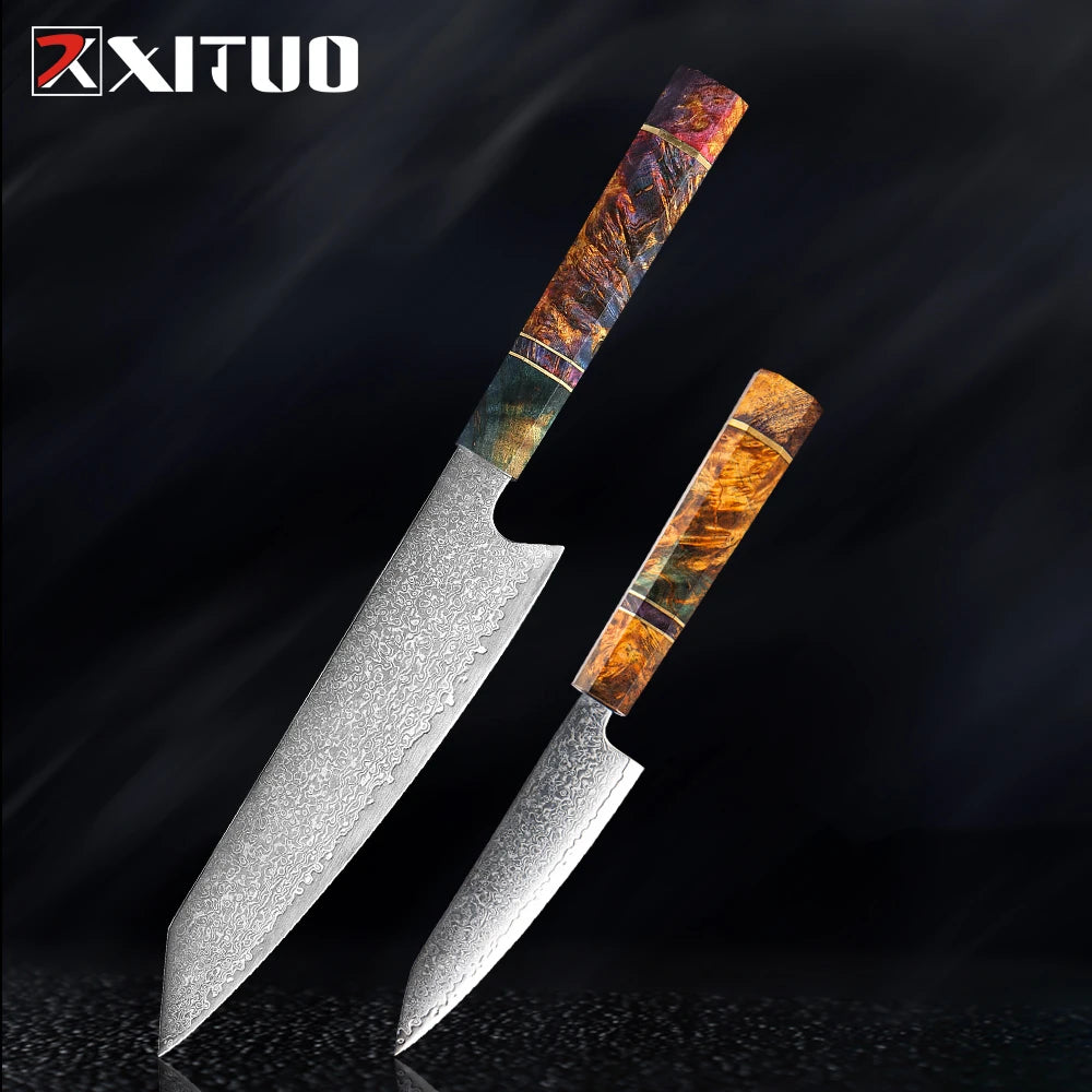 Damscus chef knife set