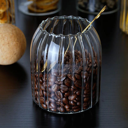 Glass storage jar with cork lid