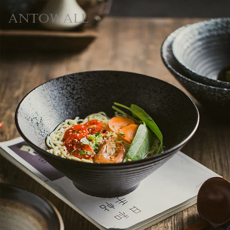 Japanese-style ceramic ramen bowl