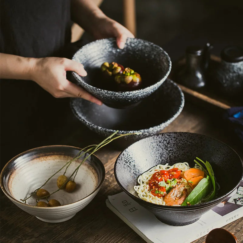 Japanese-style ceramic ramen bowl