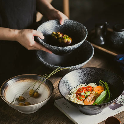 Japanese-style ceramic ramen bowl