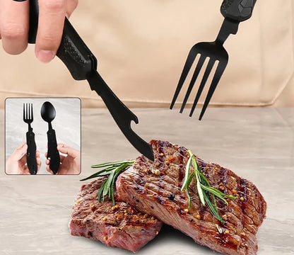 4-in-1 Outdoor Folding Spoon Fork Knife Combo Set