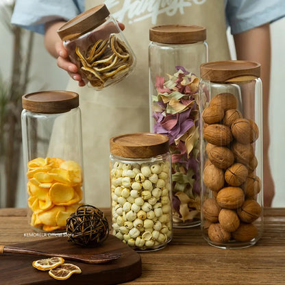 Wood & Glass Storage Jars