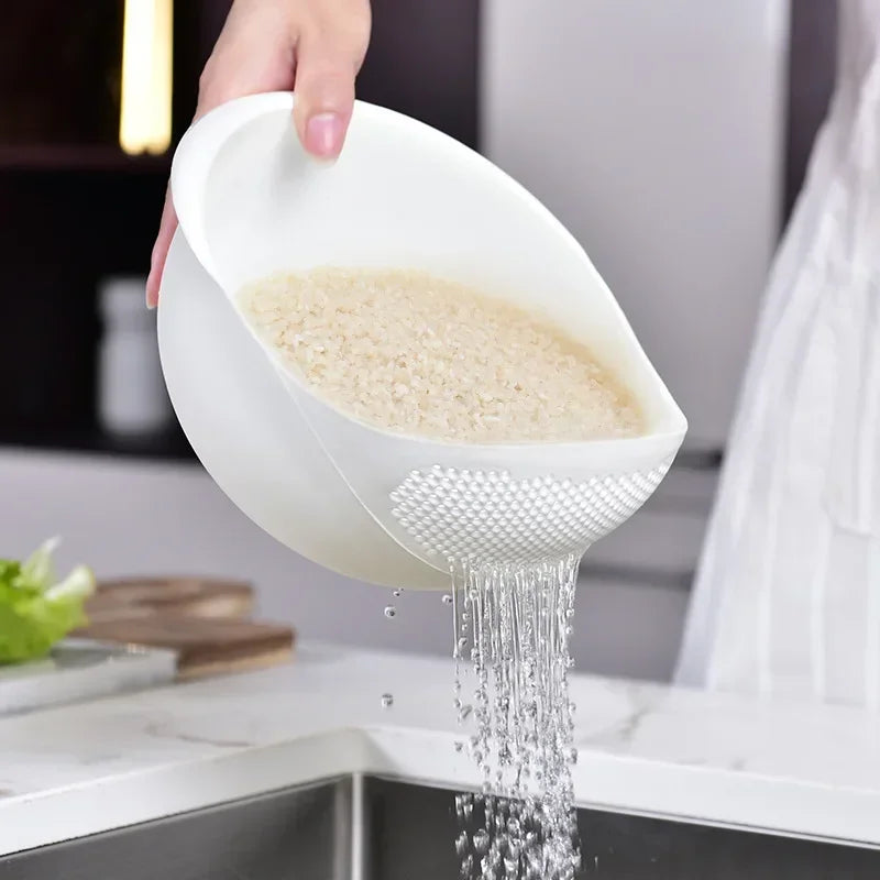 Rice Sieve Strainer Plastic Filter Kitchen Drain Basket Rice Bowl Strainer With Handle Tools Gadgets Dining Bar Home Garden