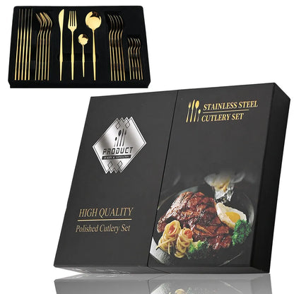 Gold 24pcs cutlery set