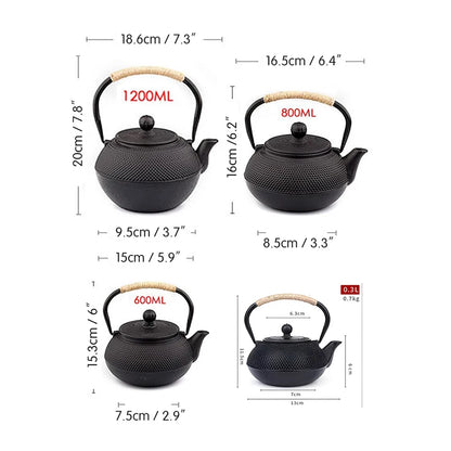 Cast iron tea pot sizes