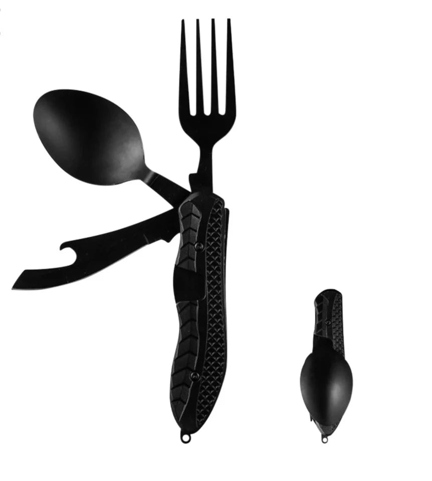 4-in-1 Outdoor Folding Spoon Fork Knife Combo Set