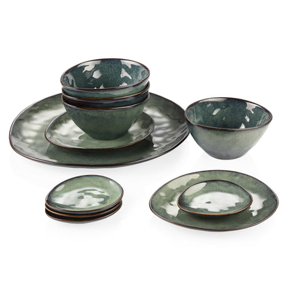 🌟 Starry Green Ceramic Dinner Set - Vintage Elegance on Your Table!