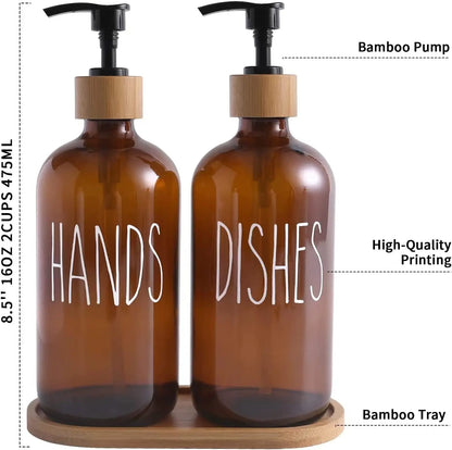 Glass Amber Soap Dispenser Bottles