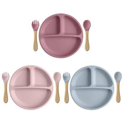 3PCS Silicone Children Tableware