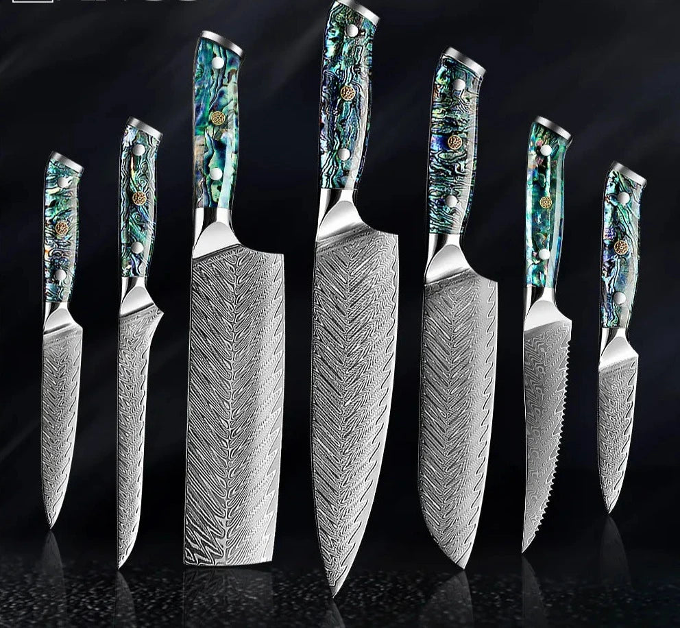 Damascus steel knife set