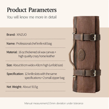 Thickened Canvas Foldable Chef Roll