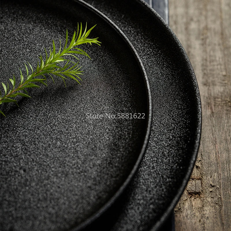 Black Frosted Ceramic Plate