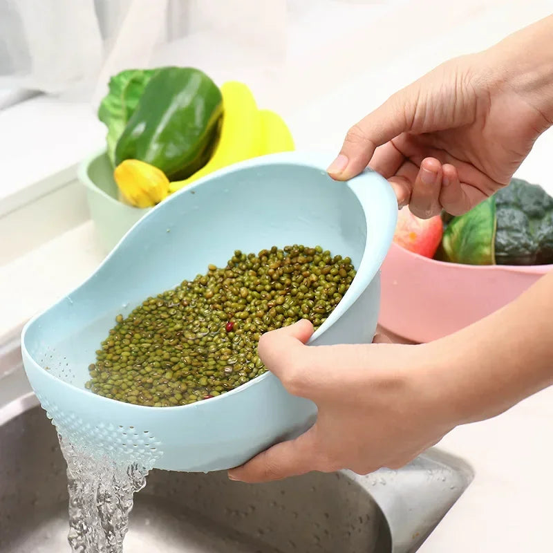 Rice Sieve Strainer Plastic Filter Kitchen Drain Basket Rice Bowl Strainer With Handle Tools Gadgets Dining Bar Home Garden